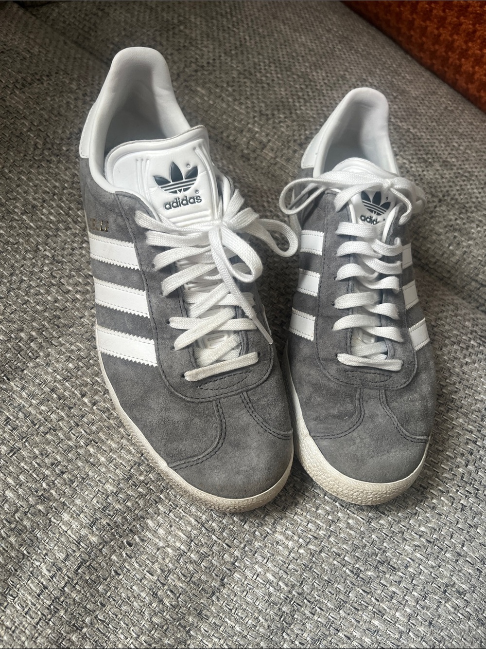 adidas Women’s Gazelle Suede Sneakers in Gray and White